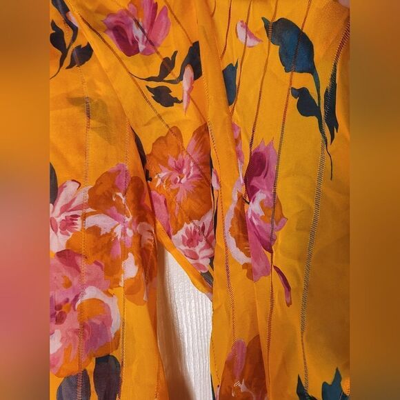 NWT Joie Kriston B S Zinnia Floral Ruffled Lngslv 100%SILK Women Blouse  $278 - Picture 7 of 16